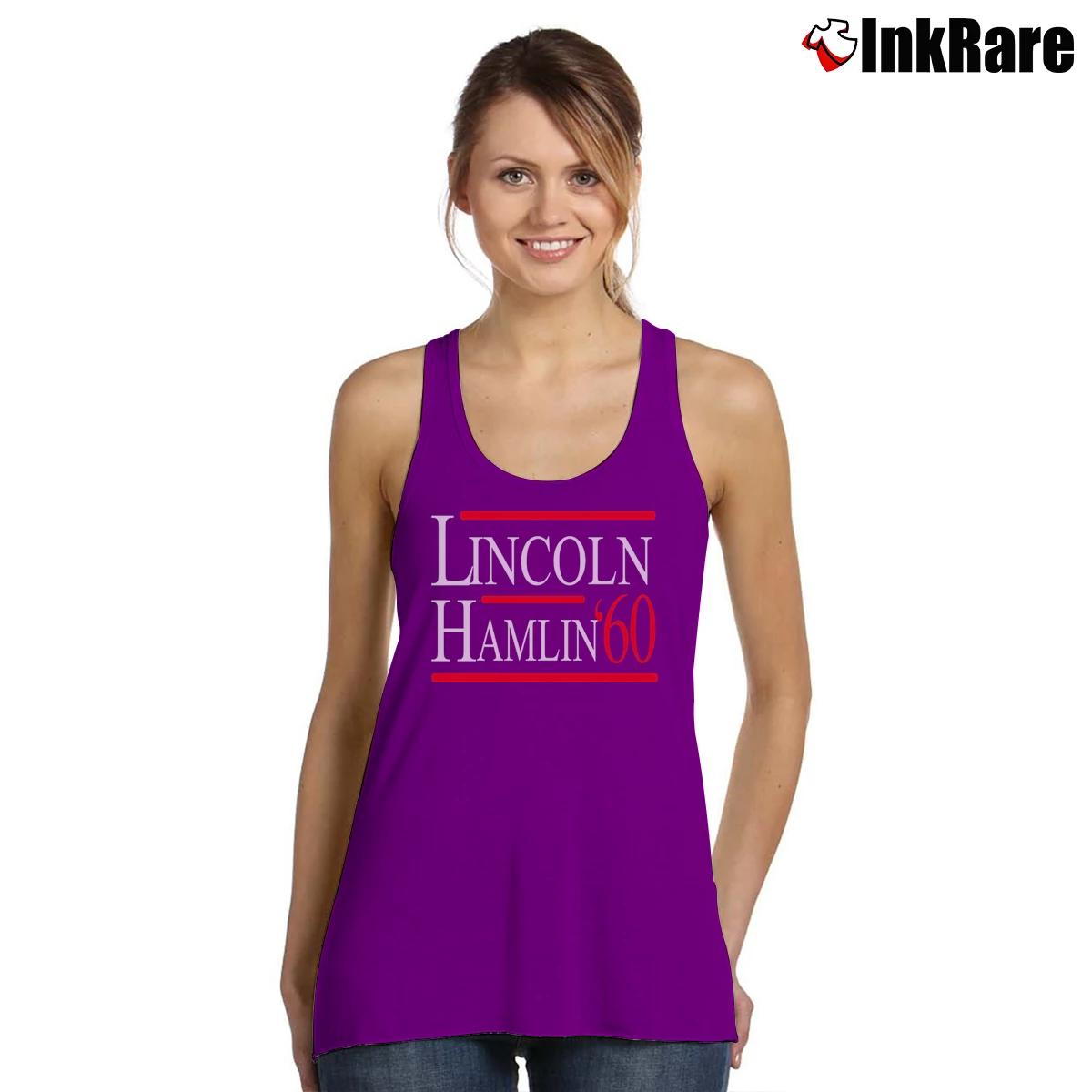 Women’s Lincoln Hamlin 60 Campaign Republican Democrat Tank Top in purple | Lightweight, Movement-Friendly
