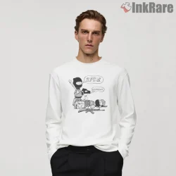 Linus And Snoopy Goodnight Comic Scene Shirt on white long sleeve shirt for men graphic tee