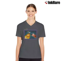 Women’s Lion King Disney Movie Promo 90s V-Neck Tee in charcoal | Chic Neckline, Soft Texture