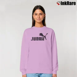 Women’s Lion Of Judah Puma Style Religious Relaxed Sweatshirt in light pink | Soft, Laid-Back Vibe
