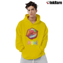 Men’s Lisa Frank Colorful Lips Fan Pullover Hoodie in yellow | Cozy, Durable, Modern Fit