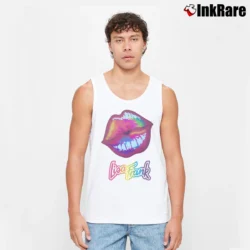Men’s Lisa Frank Colorful Lips Fan Tank Top in white | Breathable, Active-Friendly Design