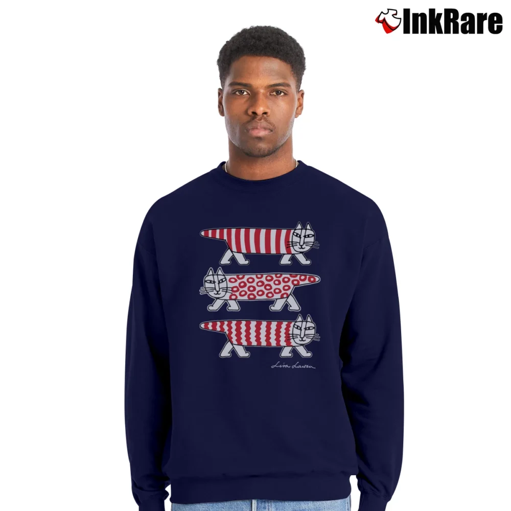 Men’s Lisa Larson Uniqlo Cat Crewneck Sweatshirt in navy | Cozy Fabric, Clean Style