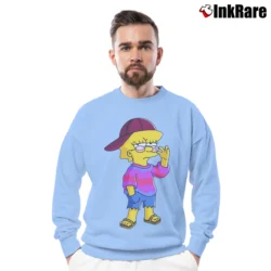 Men’s Lisa Simpson Birthday Gift Cool Cartoon Crewneck Sweatshirt in light blue | Cozy Fabric, Clean Style