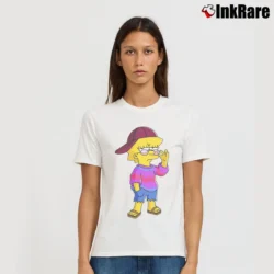 Women’s Lisa Simpson Birthday Gift Cool Cartoon Signature T-Shirt in white | Soft, Flattering Fit