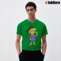 Men’s Lisa Simpson Birthday Gift Cool Cartoon V-Neck Tee in irish green | Sharp, Breathable, Everyday Staple