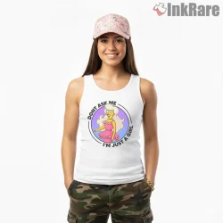 Lisa Simpson Dont Ask Me Im Just A Girl Pop Cartoon Shirt on white tank top for women graphic tee