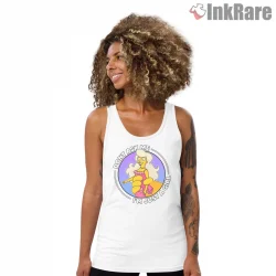 Lisa Simpson Dont Ask Me Just A Girl Pop Art Shirt on white tank top for women graphic tee