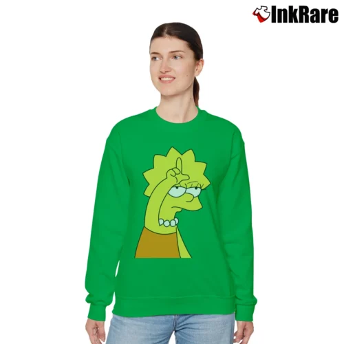 Women’s Lisa Simpson The Simpsons Cartoon Gifts Relaxed Sweatshirt in irish green | Soft, Laid-Back Vibe