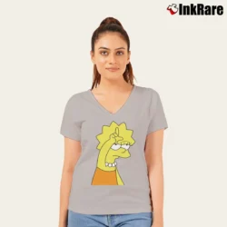 Women’s Lisa Simpson The Simpsons Cartoon Gifts V-Neck Tee in sport grey | Chic Neckline, Soft Texture