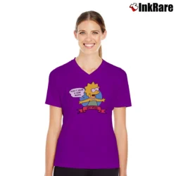 Women’s Lisa The Vegetarian Simpsons Graphic V-Neck Tee in purple | Chic Neckline, Soft Texture