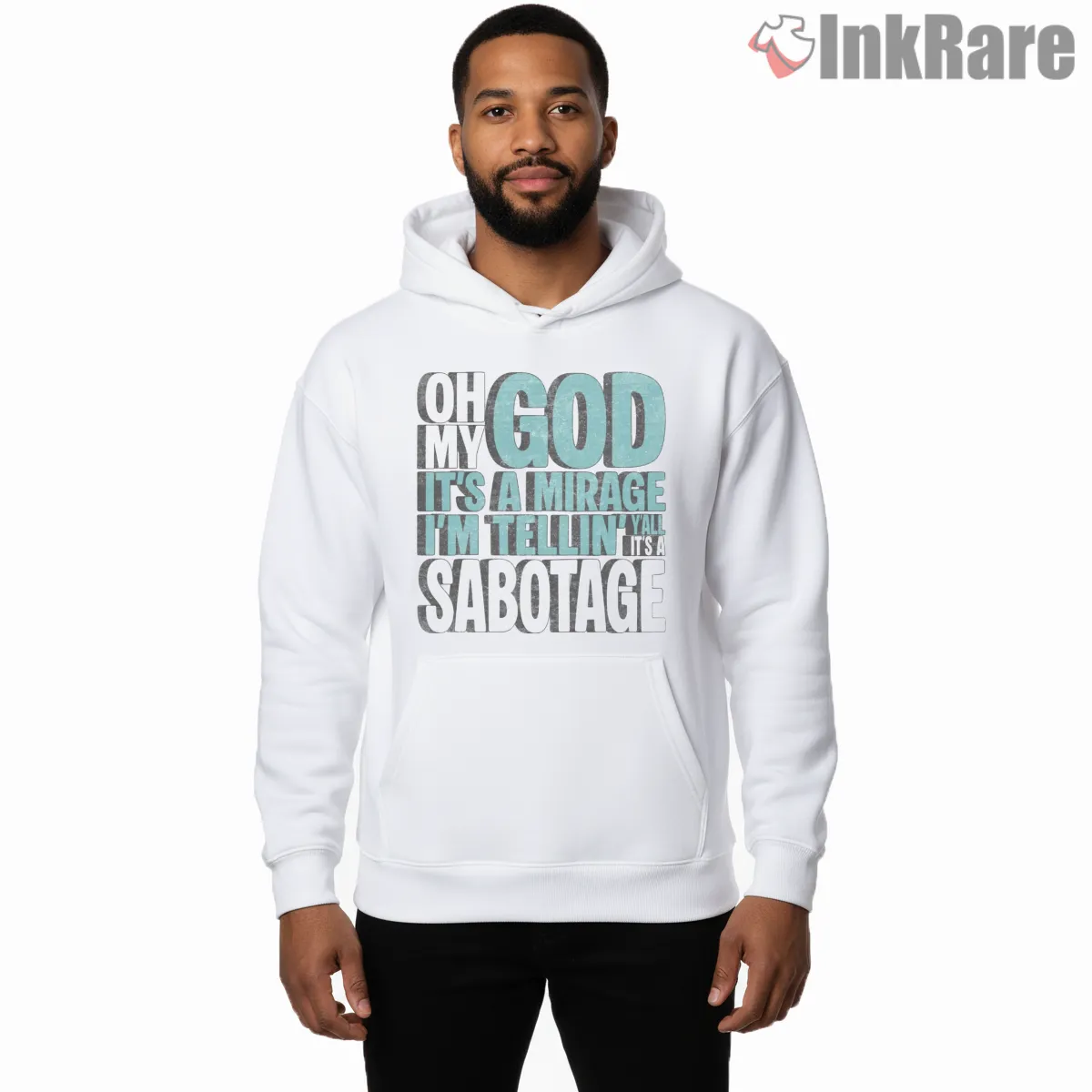 Listen All Yall Its A Sabotage Typographic Shirt on white hoodie for men graphic tee