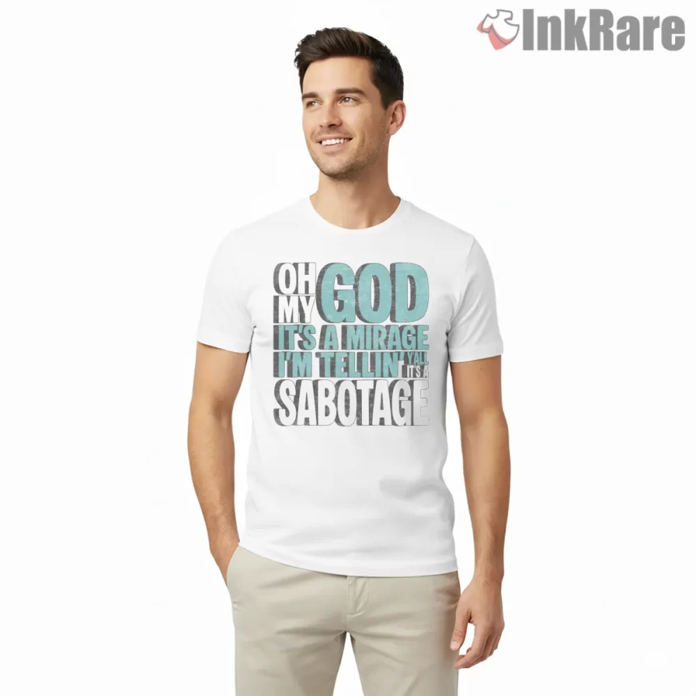 Listen All Yall Its A Sabotage Typographic Shirt on white short sleeve shirt for men graphic tee