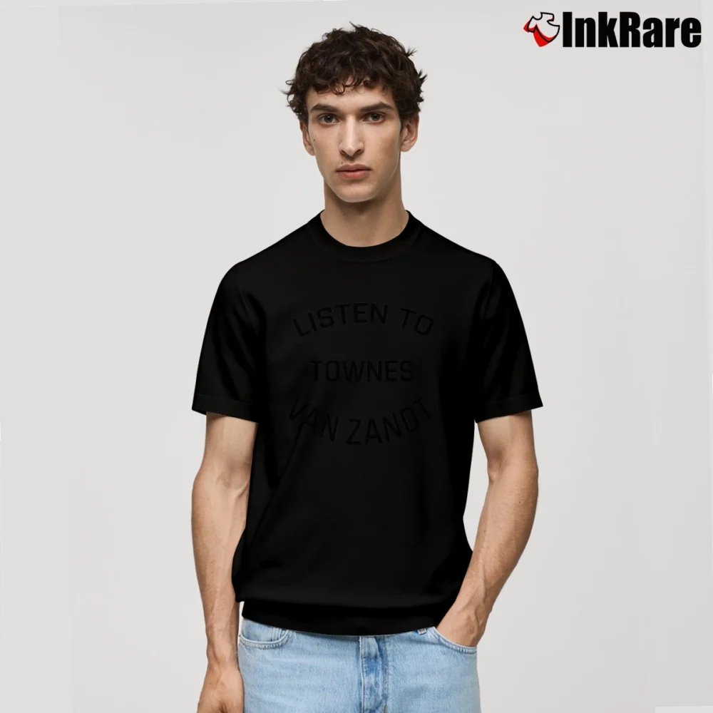 Men’s Listen To Townes Van Zandt 1960s Rock Country Folk Music Classic T-Shirt in black | Soft, Breathable Everyday Wear
