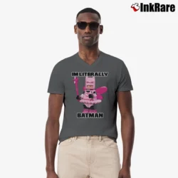 Men’s Literally Me Batman Comic Superhero V-Neck Tee in charcoal | Sharp, Breathable, Everyday Staple