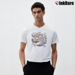 Men’s Little Dragon Machine Dreams Band V-Neck Tee in white | Sharp, Breathable, Everyday Staple