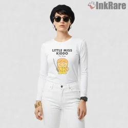 Little Miss Kiddo Cute Cartoon Beatrix Kill Bill Shirt on white long sleeve shirt for women graphic tee