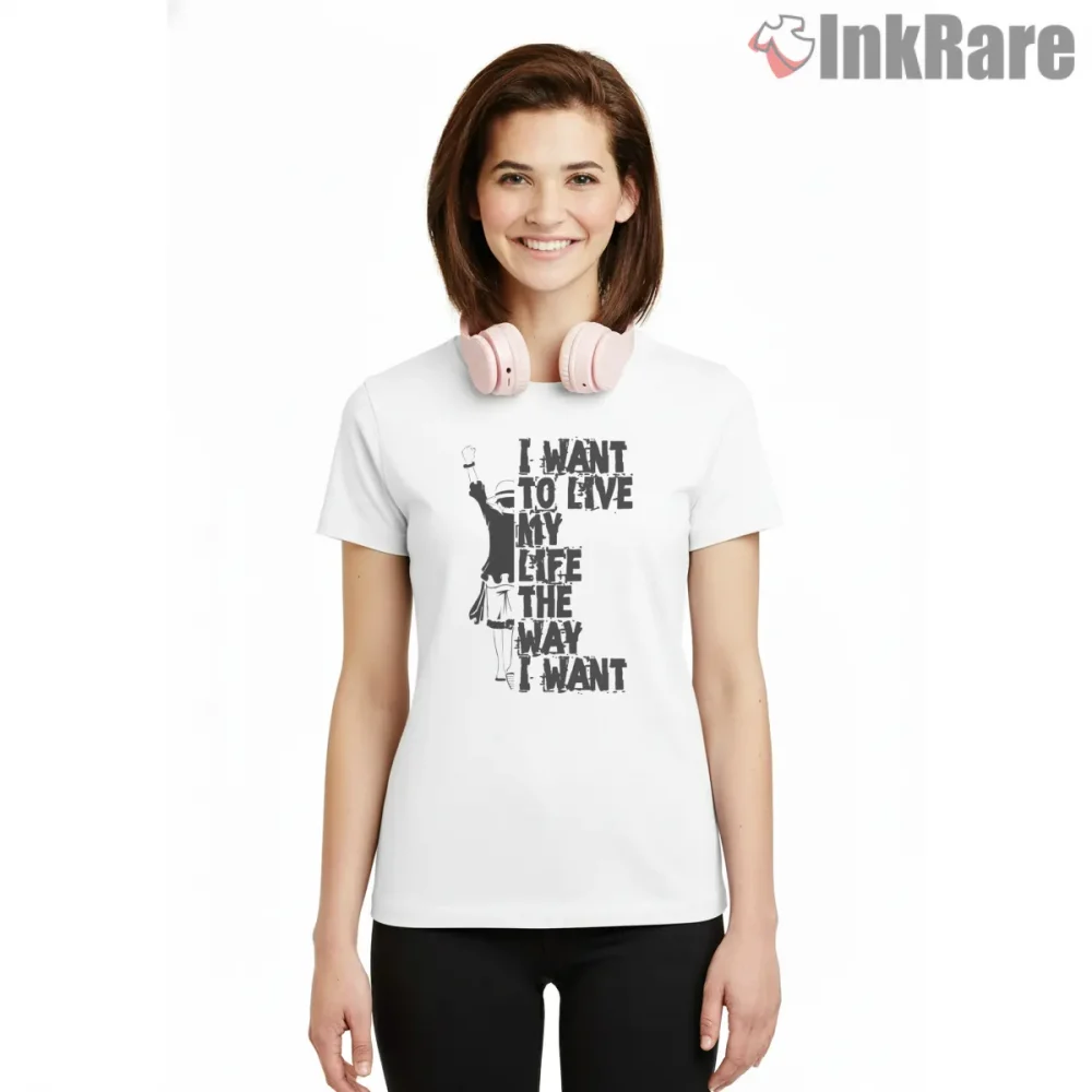 Live My Life My Way Pirate Freedom Anime Shirt on white short sleeve shirt for women graphic tee