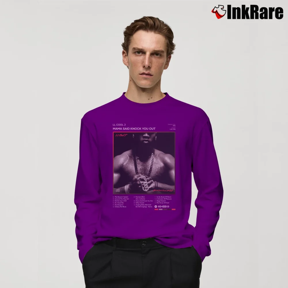 Men’s ll cool j mama said knock you out hip hop classic Long-Sleeve Shirt in purple | Sleek, Lightweight, Year-Round Wear