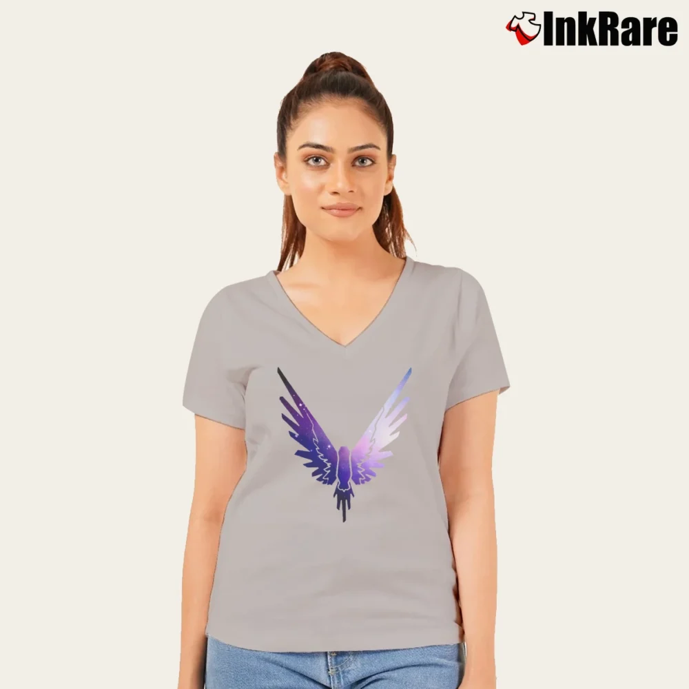 Women’s Logan Paul Maverick Logo V-Neck Tee in sport grey | Chic Neckline, Soft Texture