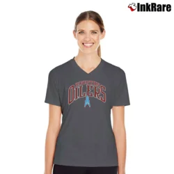Women’s Logo 7 Houston Oilers V-Neck Tee in charcoal | Chic Neckline, Soft Texture
