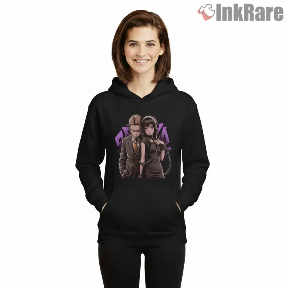 Loid And Yor Forger Elegant Duo Anime Shirt on black hoodie for women graphic tee