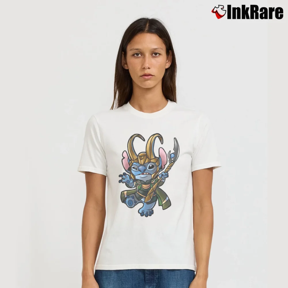 Women’s Loki 2021 Movie Featuring Stitch With Loki Helmet Signature T-Shirt in white | Soft, Flattering Fit