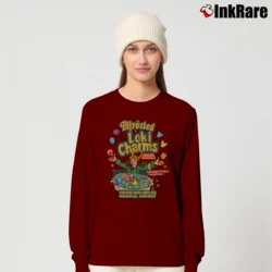 Women’s Loki Charms Thor Asgard Cereal Parody Long-Sleeve Top in maroon | Sleek, Versatile, All-Season