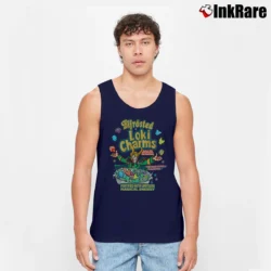 Men’s Loki Charms Thor Asgard Cereal Parody Tank Top in navy | Breathable, Active-Friendly Design