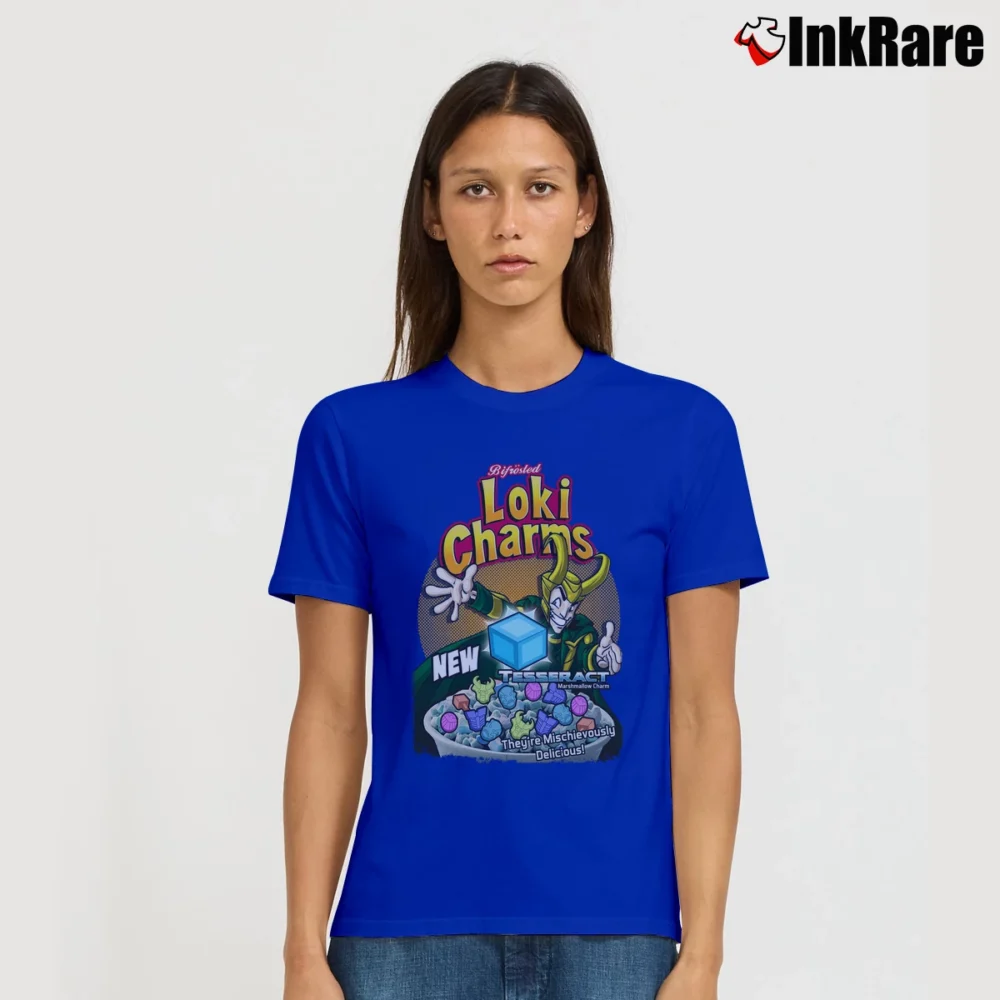 Women’s LOKI Charms Thor Superhero Antihero Asgard Bifrost Signature T-Shirt in royal blue | Soft, Flattering Fit