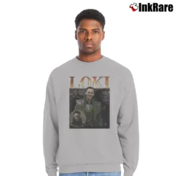 Men’s Loki Featuring Tom Hiddleston From Avengers Movie Crewneck Sweatshirt in sport grey | Cozy Fabric, Clean Style
