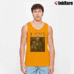 Men’s Loki Featuring Tom Hiddleston From Avengers Movie Tank Top in orange | Breathable, Active-Friendly Design