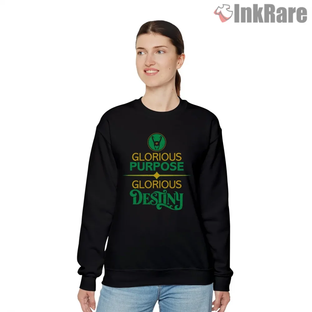 Loki Glorious Purpose Destiny Typography Retro Shirt on graphic shirt for women graphic tee