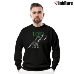 Men’s Loki Laufeyson Crown Featuring Tom Hiddleston Crewneck Sweatshirt in black | Cozy Fabric, Clean Style