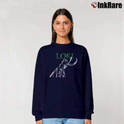 Women’s Loki Laufeyson Crown Featuring Tom Hiddleston Relaxed Sweatshirt in navy | Soft, Laid-Back Vibe
