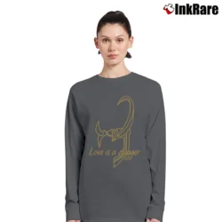 Women’s Loki Laufeyson Love Is A Dagger Marvel Long-Sleeve Top in charcoal | Sleek, Versatile, All-Season