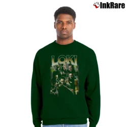 Men’s Loki Laufeyson Mac Fan Crewneck Sweatshirt in forest green | Cozy Fabric, Clean Style