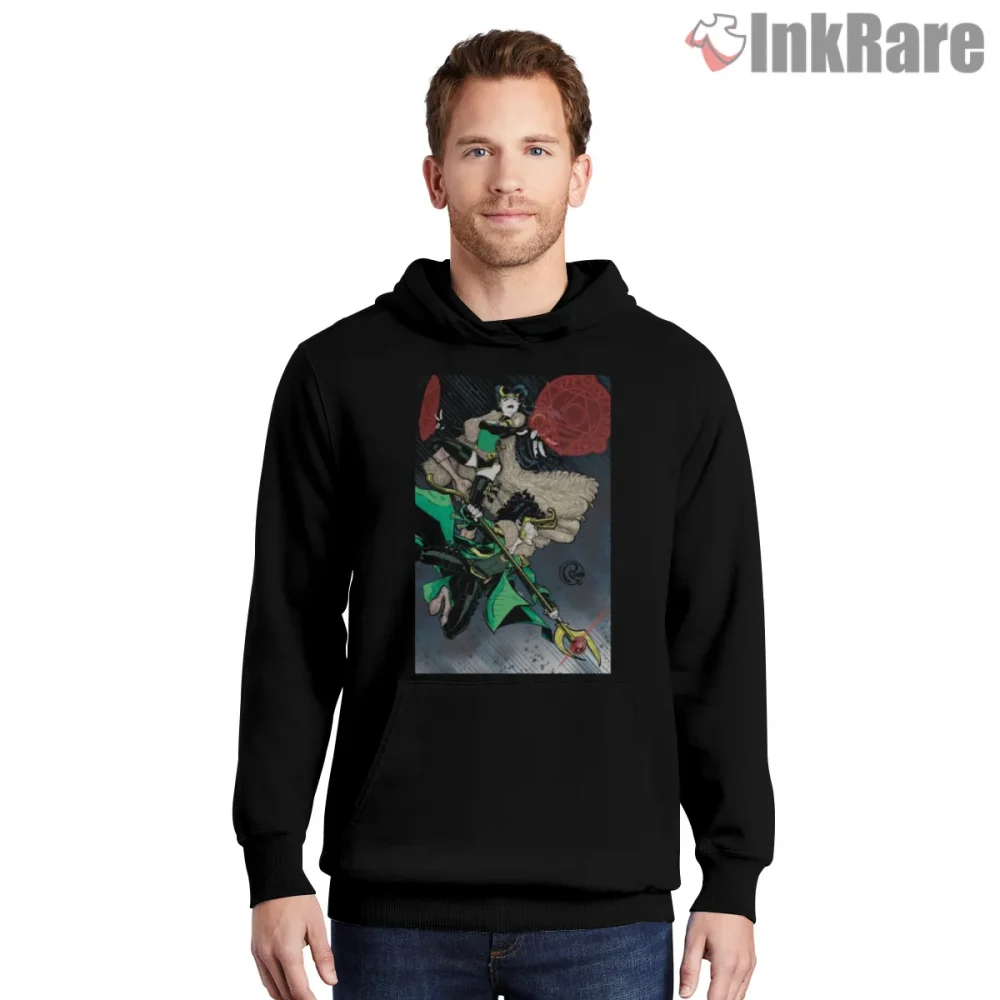 Loki Multiverse Action Variant Dynamic Scene Shirt on black hoodie for men graphic tee
