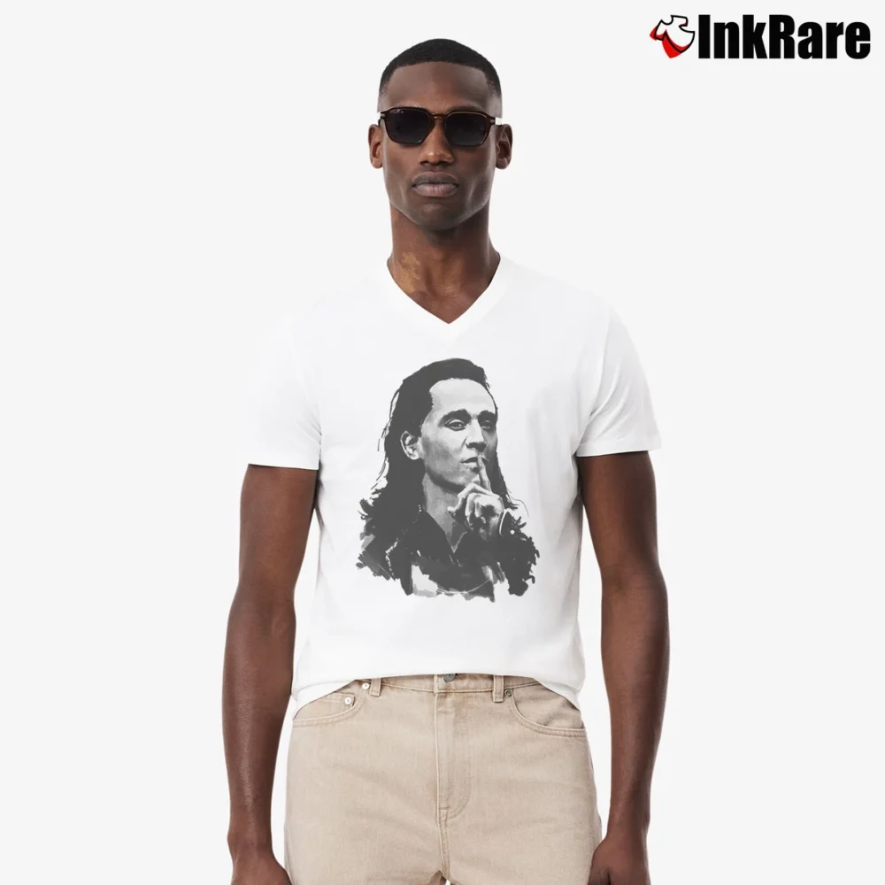 Men’s Loki Tom Hiddleston Movie V-Neck Tee in white | Sharp, Breathable, Everyday Staple