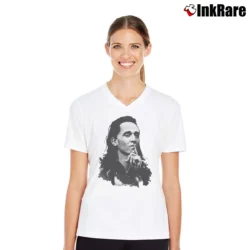 Women’s Loki Tom Hiddleston Movie V-Neck Tee in white | Chic Neckline, Soft Texture