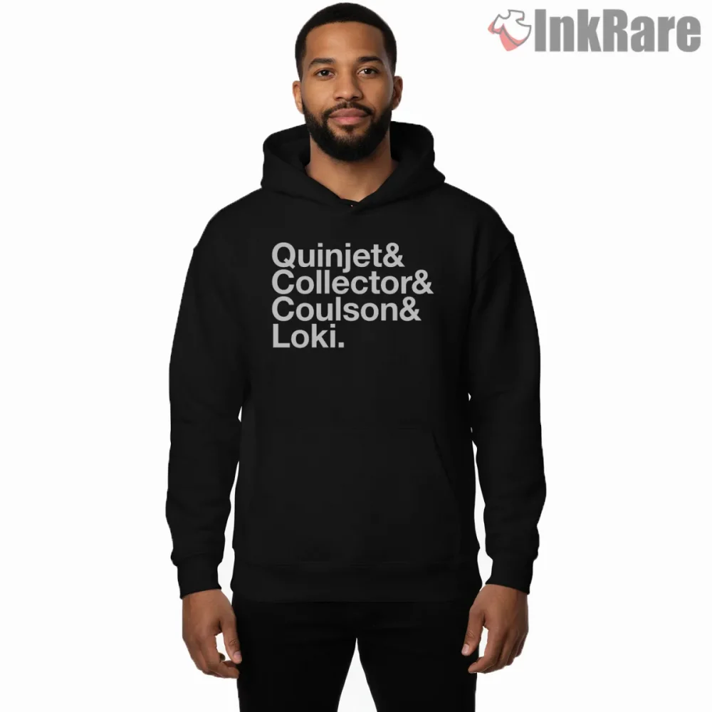 Loki Variant Names Minimal Typography Marvel Style Shirt on black hoodie for men graphic tee