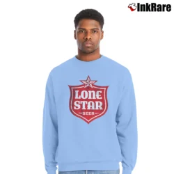 Men’s Lone Star Beer Fashion Crewneck Sweatshirt in light blue | Cozy Fabric, Clean Style