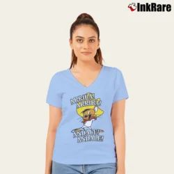 Women’s Looney Tunes Arriba Andale Cartoon V-Neck Tee in light blue | Chic Neckline, Soft Texture