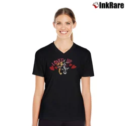 Women’s Looney Tunes Bugs Bunny And Lola Valentine's Day V-Neck Tee in black | Chic Neckline, Soft Texture