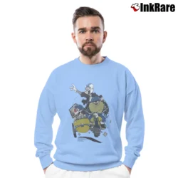 Men’s Looney Tunes Bugs Bunny Harley Davidson Crewneck Sweatshirt in light blue | Cozy Fabric, Clean Style