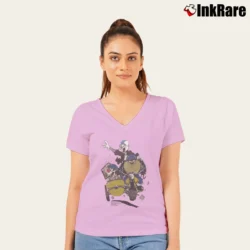 Women’s Looney Tunes Bugs Bunny Harley Davidson V-Neck Tee in light pink | Chic Neckline, Soft Texture