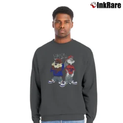 Men’s Looney Tunes Bugs Bunny Kickin It Old School Crewneck Sweatshirt in charcoal | Cozy Fabric, Clean Style
