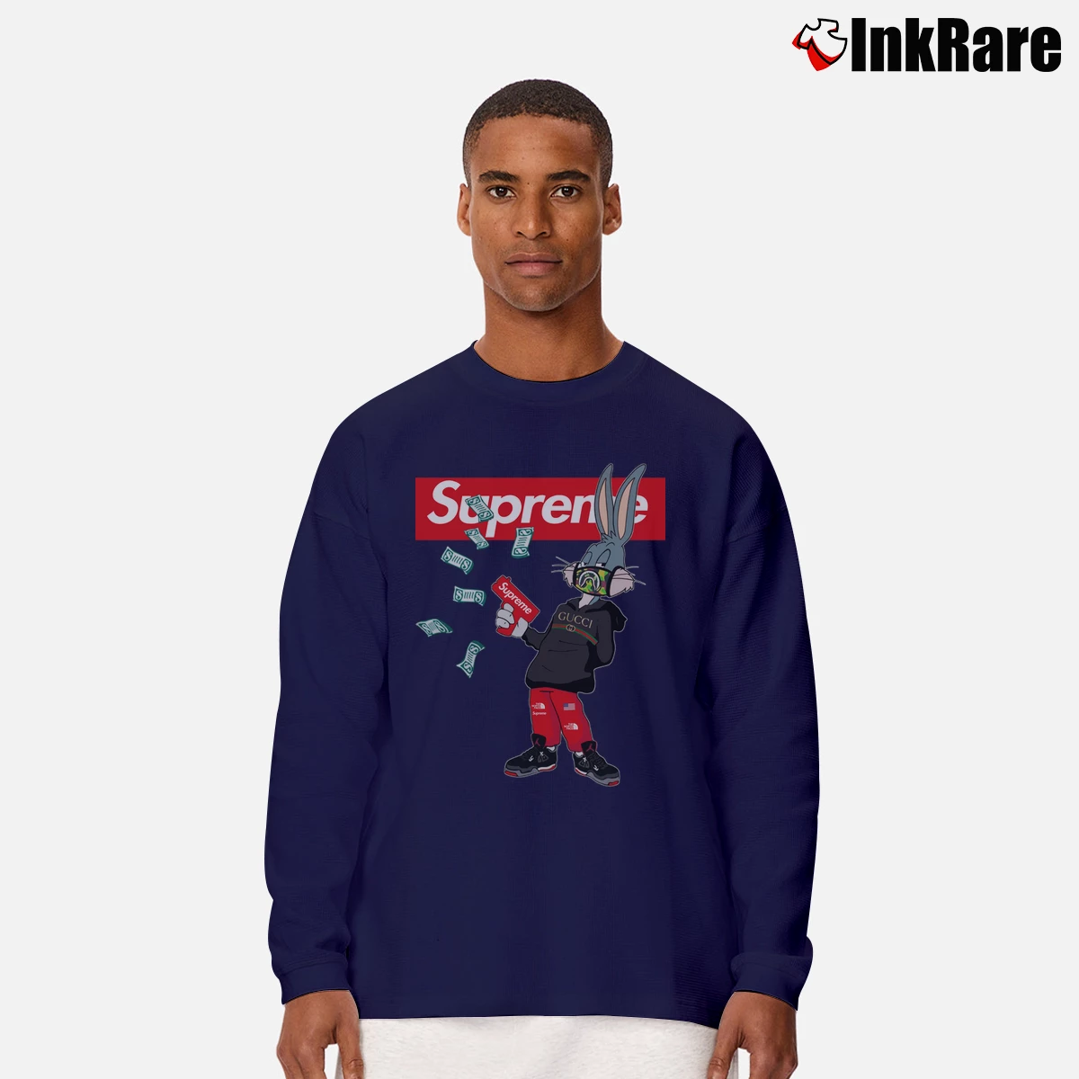 Men’s Looney Tunes Bugs Bunny Supreme Long-Sleeve Shirt in navy | Sleek, Lightweight, Year-Round Wear