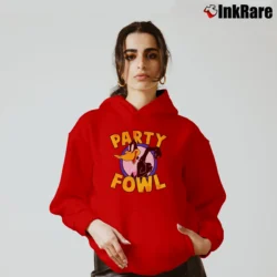 Women’s Looney Tunes Daffy Party Fowl Portrait Graphic Cozy Hoodie in red | Warm, Structured, Stylish