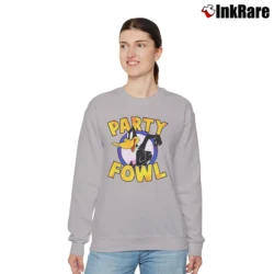 Women’s Looney Tunes Daffy Party Fowl Portrait Graphic Relaxed Sweatshirt in sport grey | Soft, Laid-Back Vibe